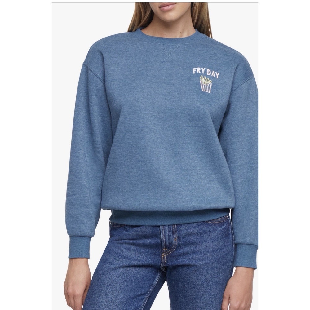 Wildfox Blue 'Fry Day' Crewneck Sweatshirt